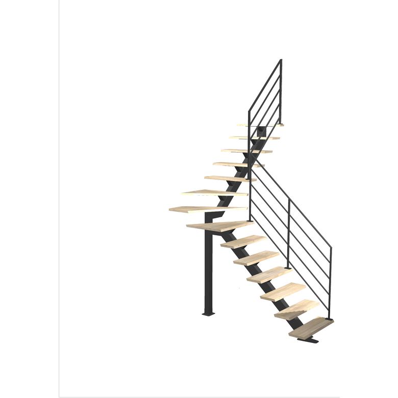 Escalier Elliot 1/4 t. inter chêneLCA Fera  H.274 R.176 Droite Main Image