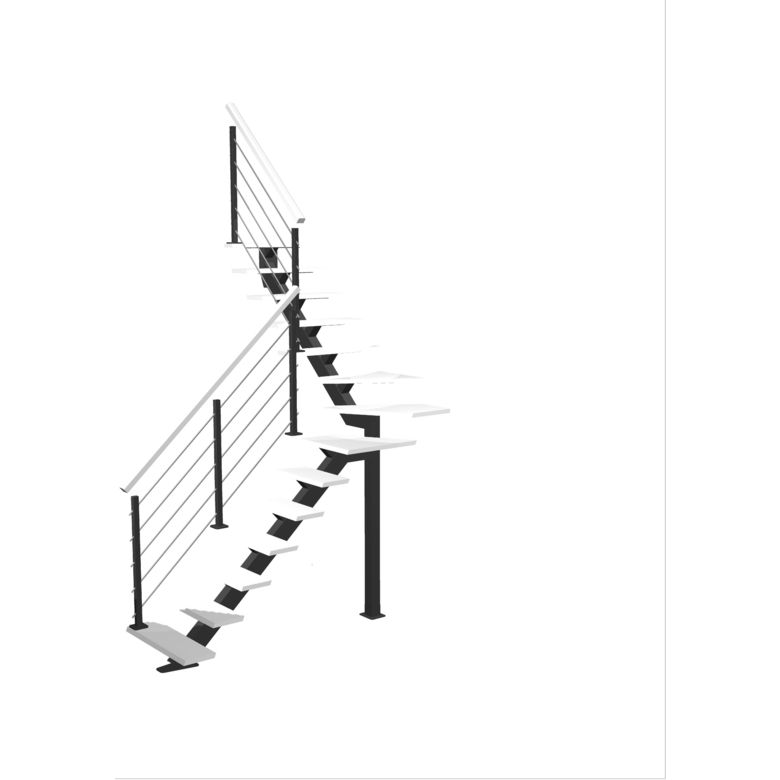 Escalier Elliot 1/4 t. inter chêneLCA Blanc H.274 R.176 Gauche Main Image