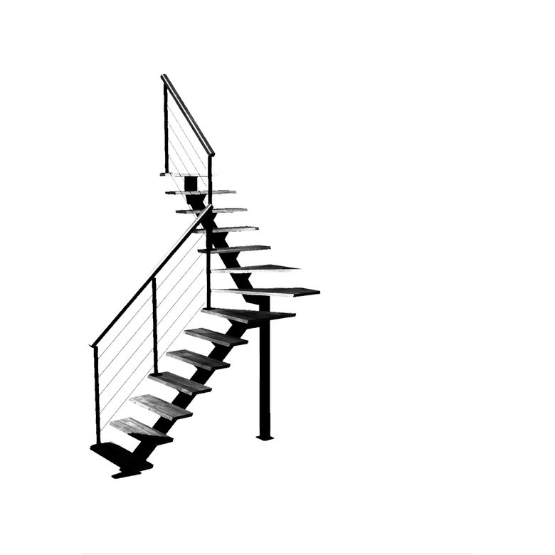 Escalier Elliot quart tournant intermédiaire rampe Cubik câbles