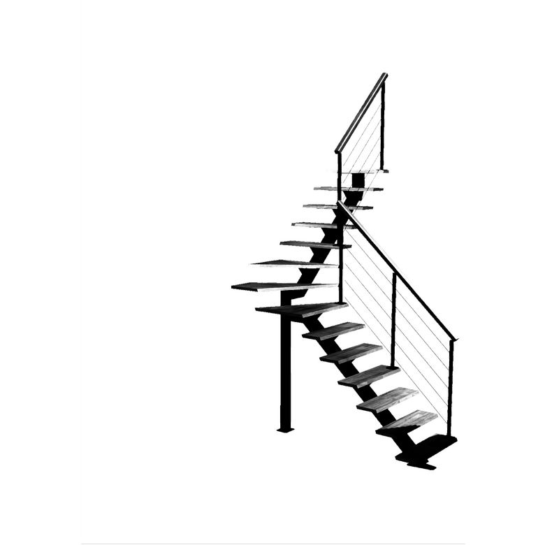 Escalier Elliot quart tournant intermédiaire rampe Cubik câbles
