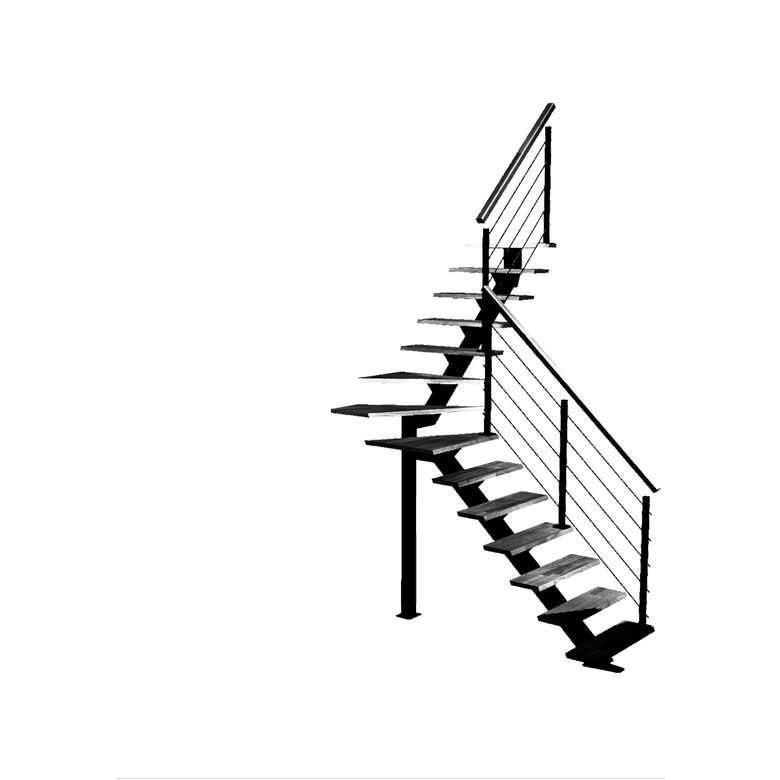 Escalier Elliot quart tournant intermédiaire rampe Epure tubes