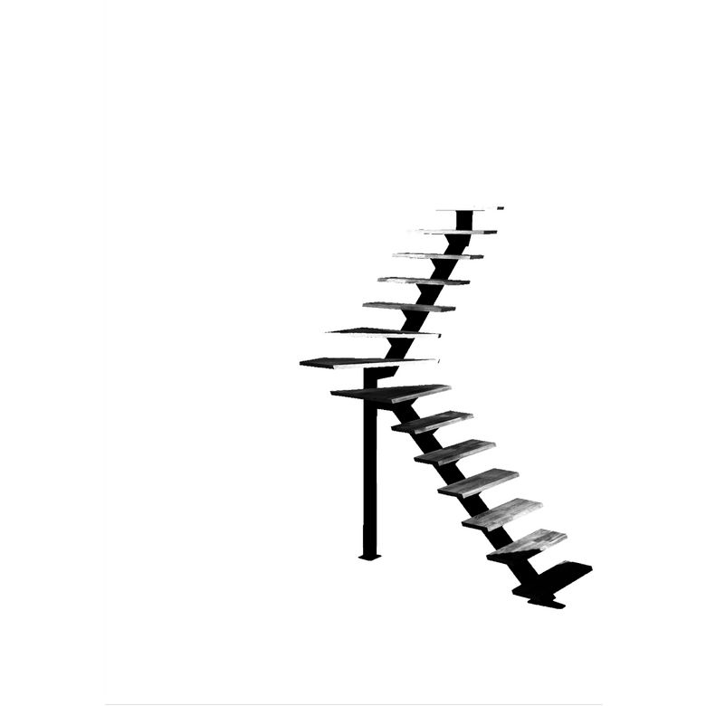 Escalier Elliot quart tournant intermédiaire sans rampe