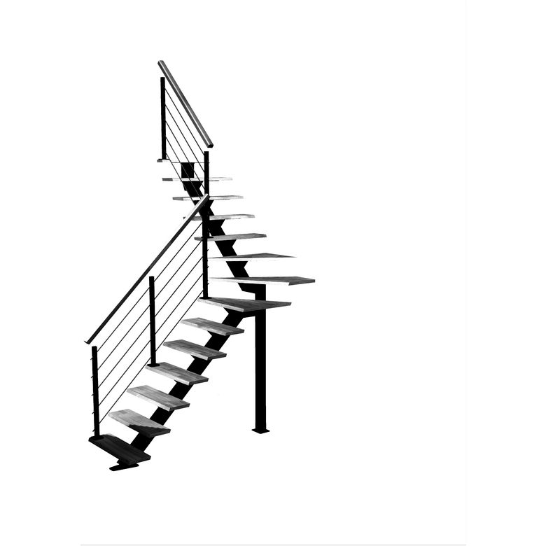 Escalier Elliot quart tournant intermédiaire rampe Epure tubes