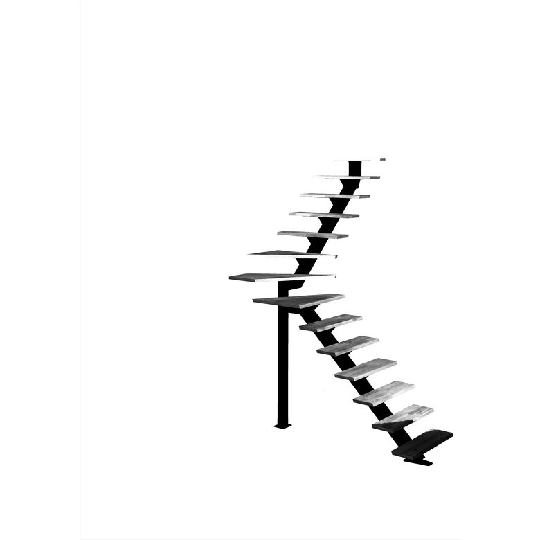 Escalier Elliot quart tournant intermédiaire sans rampe