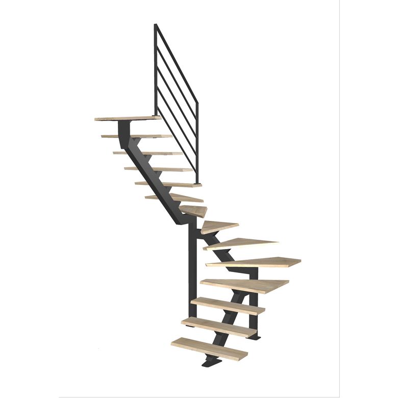 Escalier Elliot double quart tournant intermédiaire rampe Fera