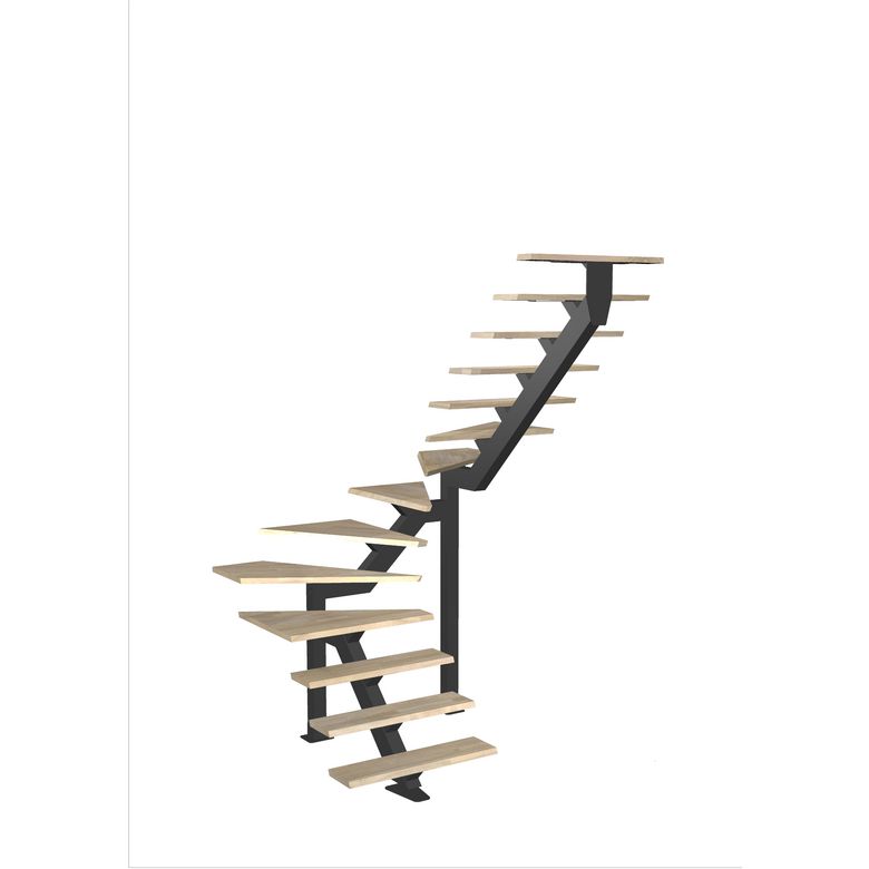 Escalier Elliot 2/4 t. inter chêneLCA s/rampe  H.274 R.180 Droite Main Image