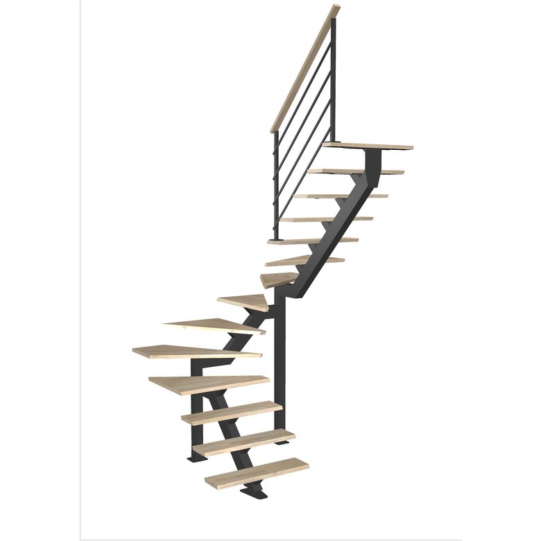 Escalier Elliot double quart tournant intermédiaire rampe Eva