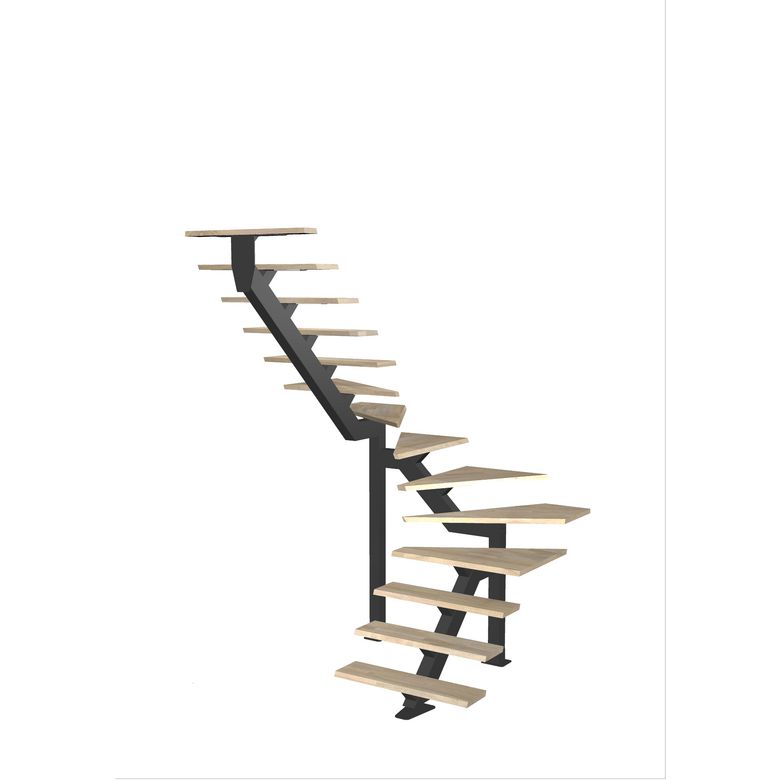 Escalier Elliot double quart tournant intermédiaire sans rampe