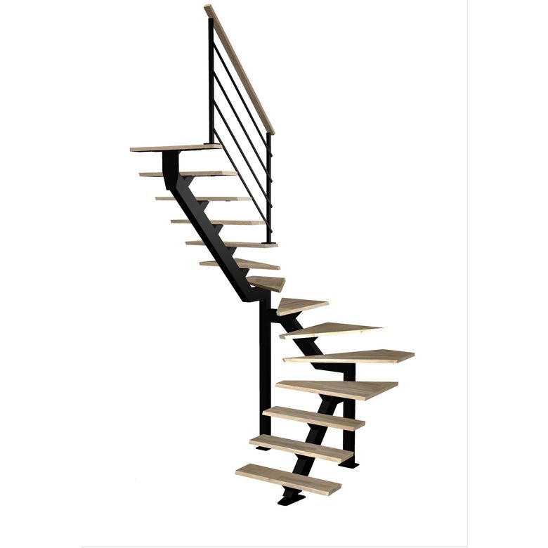 Escalier Elliot double quart tournant intermédiaire rampe Eva