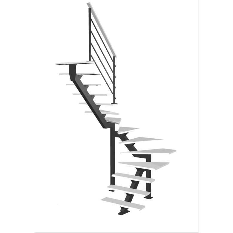 Escalier Elliot double quart tournant intermédiaire rampe Eva