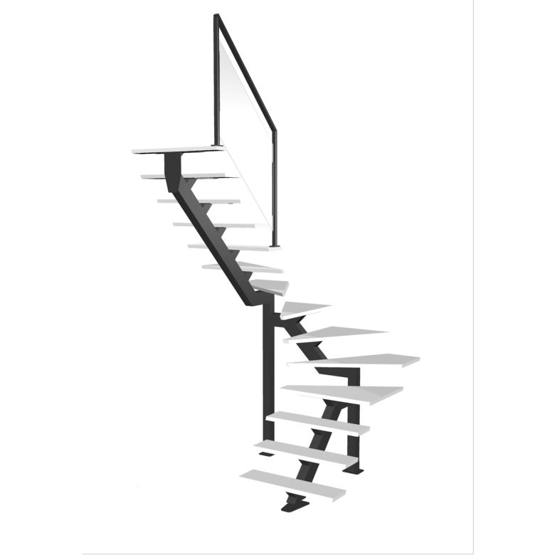 Escalier Elliot double quart tournant intermédiaire rampe Evence