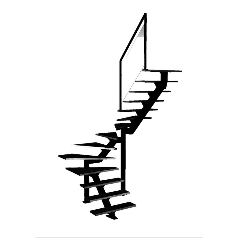 Escalier Elliot double quart tournant intermédiaire rampe Evence