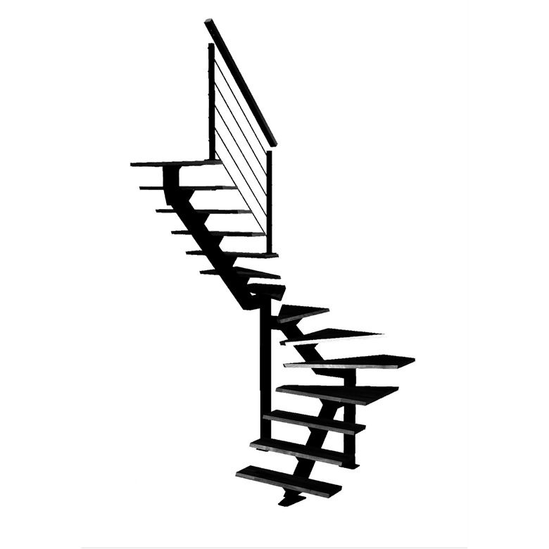 Escalier Elliot 2/4 t. inter chêneLCA Noir H.274 R.180 Gauche Main Image