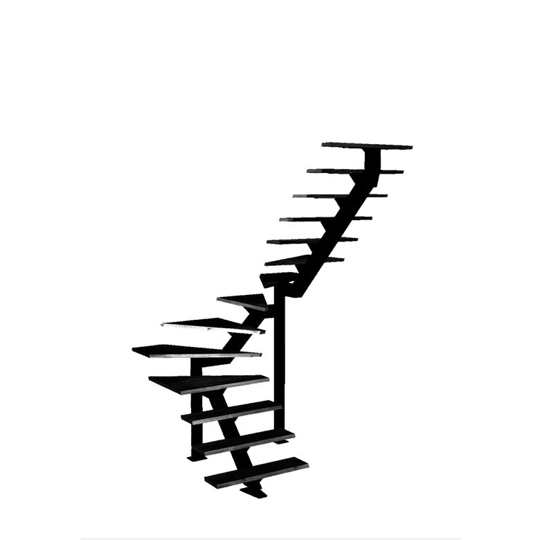 Escalier Elliot double quart tournant intermédiaire sans rampe