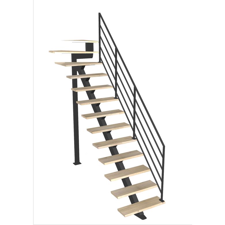 Escalier Elliot 1/4 t. haut chêneLCA Fera  H.274 R.82 Droite Main Image