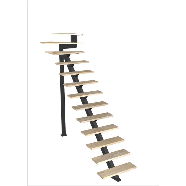 Escalier Elliot 1/4 t. haut chêneLCA s/rampe  H.274 R.82 Droite Main Image