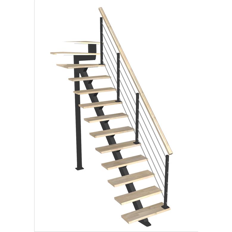 Escalier Elliot quart tournant haut rampe Epure tubes