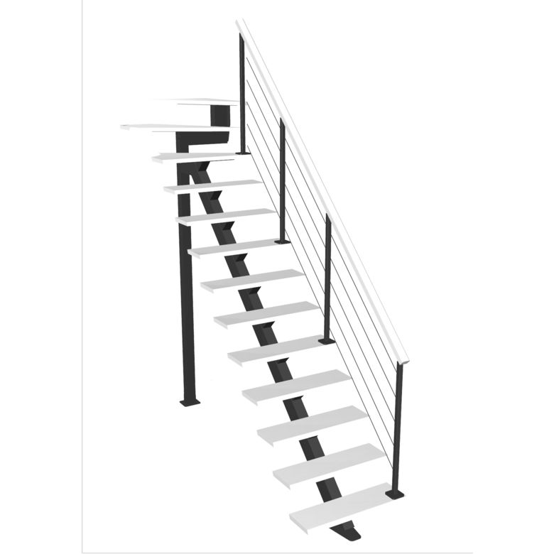 Escalier Elliot quart tournant haut rampe Cubik câbles
