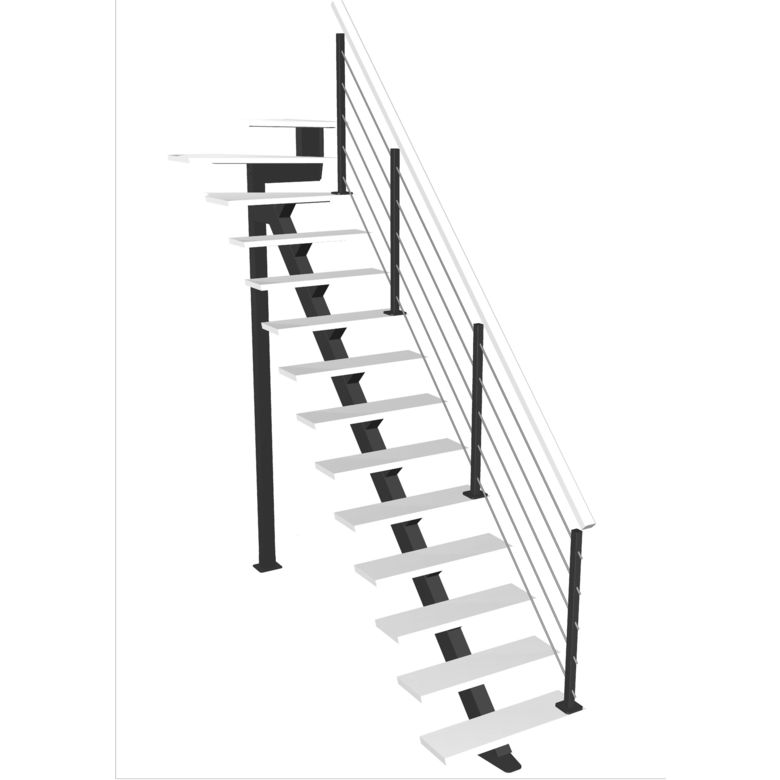 Escalier Elliot quart tournant haut rampe Epure tubes