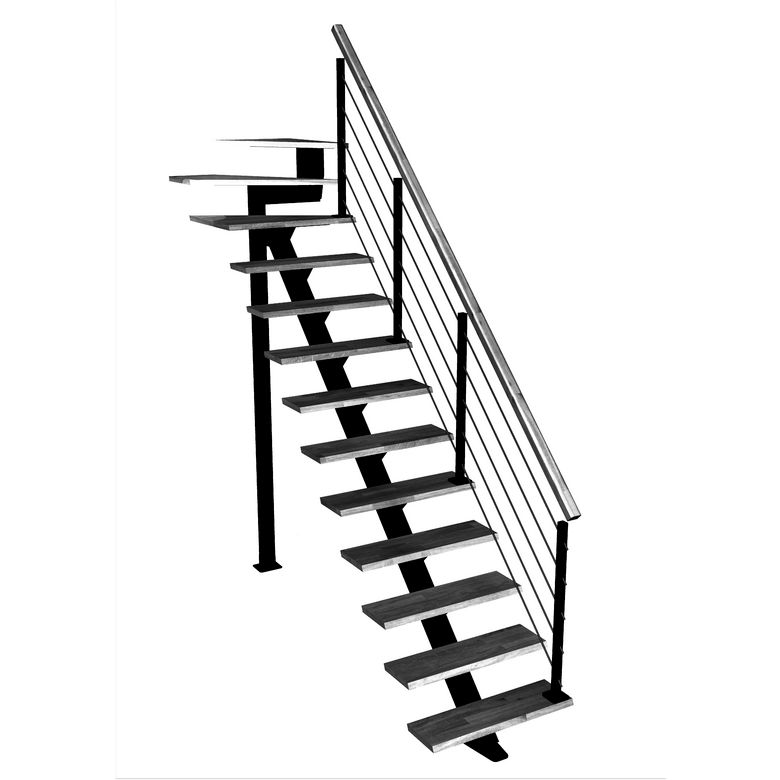 Escalier Elliot quart tournant haut rampe Epure tubes