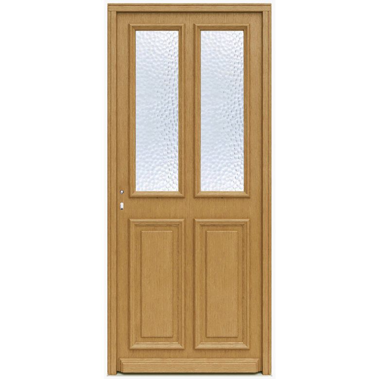 Porte d'entrée** Bois exotique ANNE-EVA + barillet 30x40 - H.215 x l.90 droite Main Image