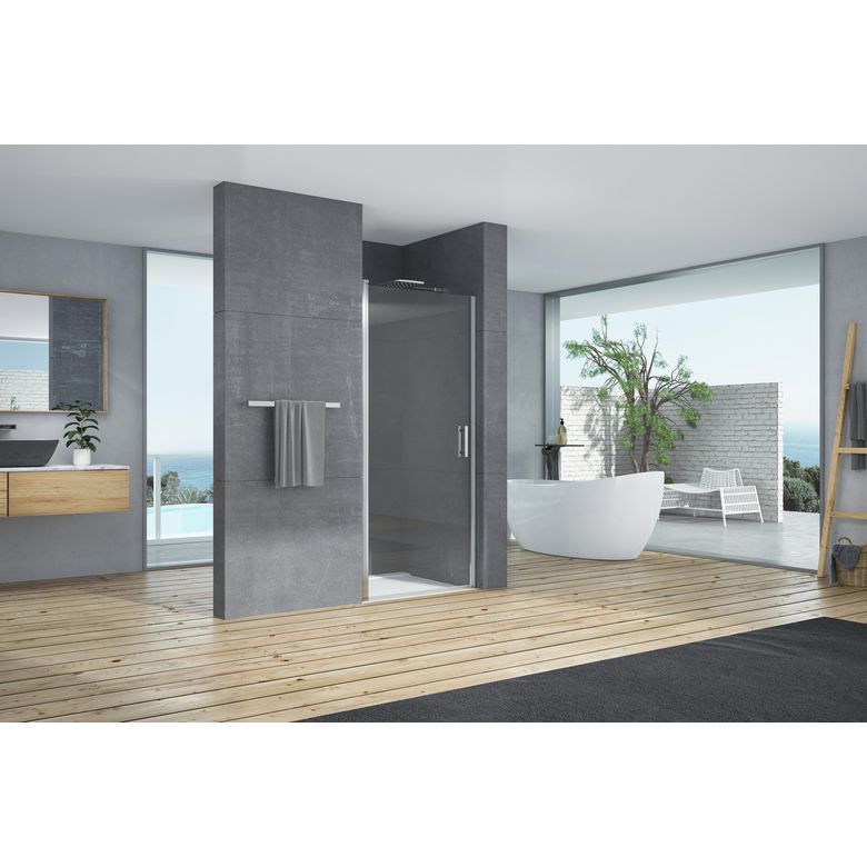 Porte de douche MARILOU pivotante H.195 x l.70 verre transparent antical chrome Main Image