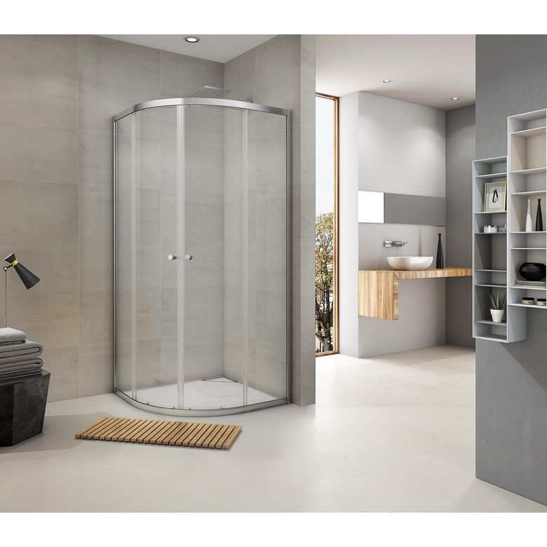 Porte de douche DAN accès d'angle arrondi coulissant 2 parties - Porte de douche - Lapeyre