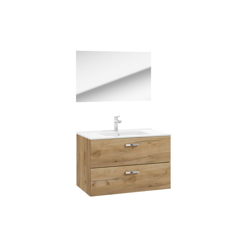 Ensemble meuble de salle de bain ALBA L80 cm + miroir + vasque