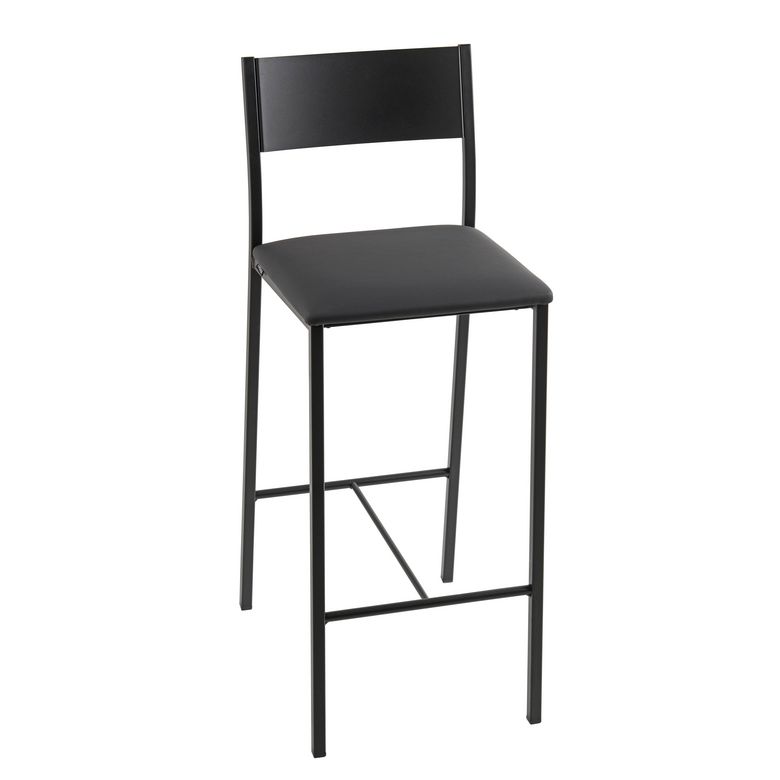 Tabouret TED noir piètement noir pour plan H.67,5 cm Main Image