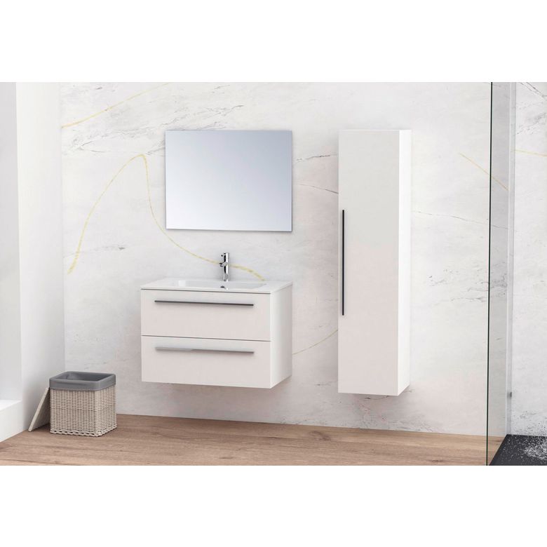 Meuble sous-vasque L.80 cm, 2 tiroirs FOKUS25 monté