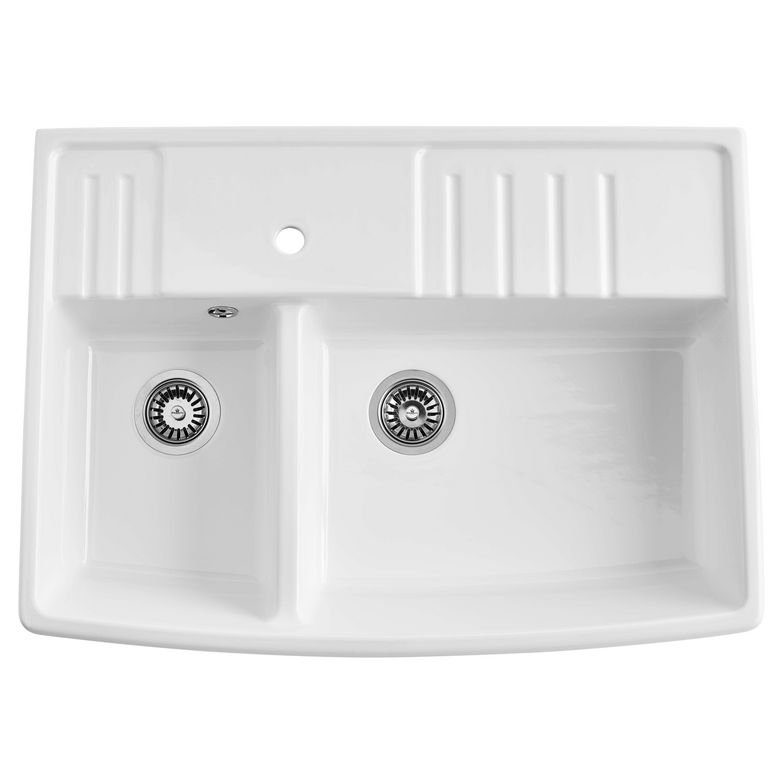EVIER TIMBRE CERAMIQUE 2BACS 898X660X200 Main Image