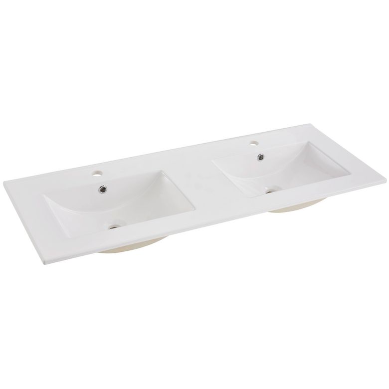 Plan double vasque 120 cm céramique FLAVIO/FLORA - Lapeyre