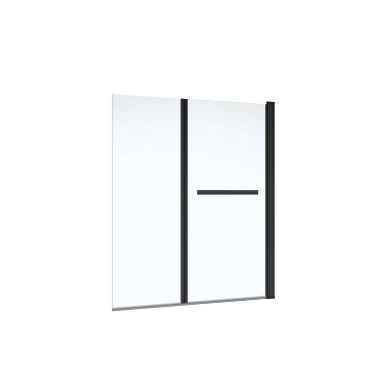 Pare baignoire LIGNE 2 volets relev. H.140 x l.120 verre transparent profil noir Main Image