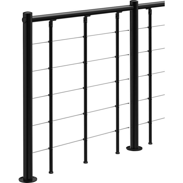 BALUSTRADE EMMA ACIER, EN TUBE INOX FIXATION À PLAT