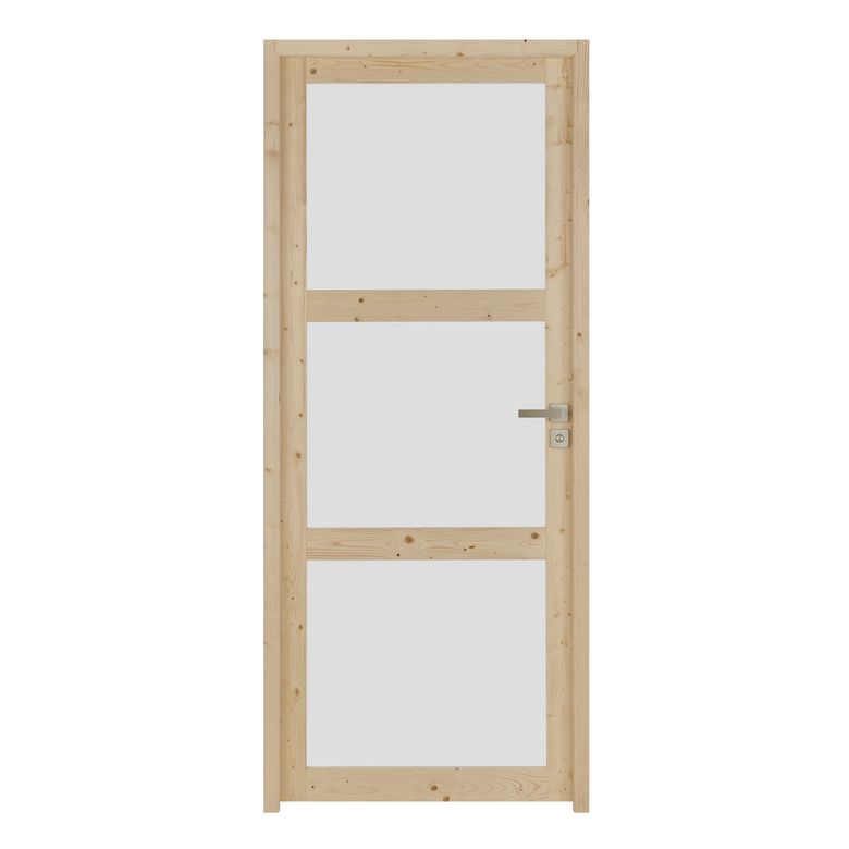 Bloc-porte Sapin ROBIN VITRE 3 carreaux huisserie 72