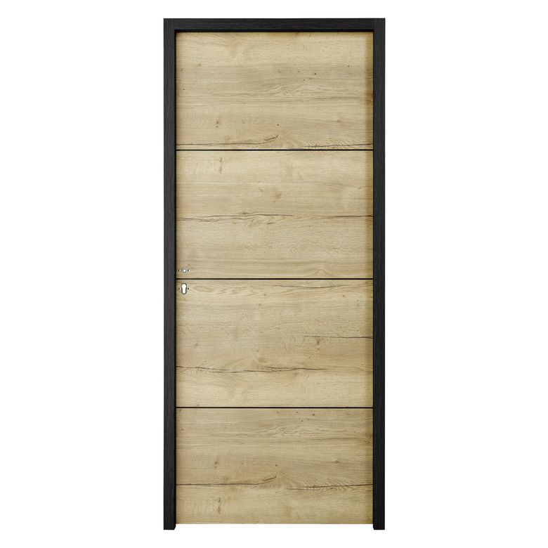 Bloc-porte thermique roxie chêne industriel inserts Noir-Lapeyre