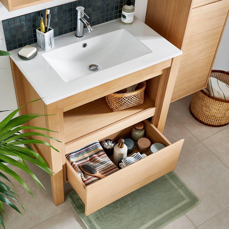 Plan vasque simple 80 cm céramique FLORA/FLAVIO | Lapeyre