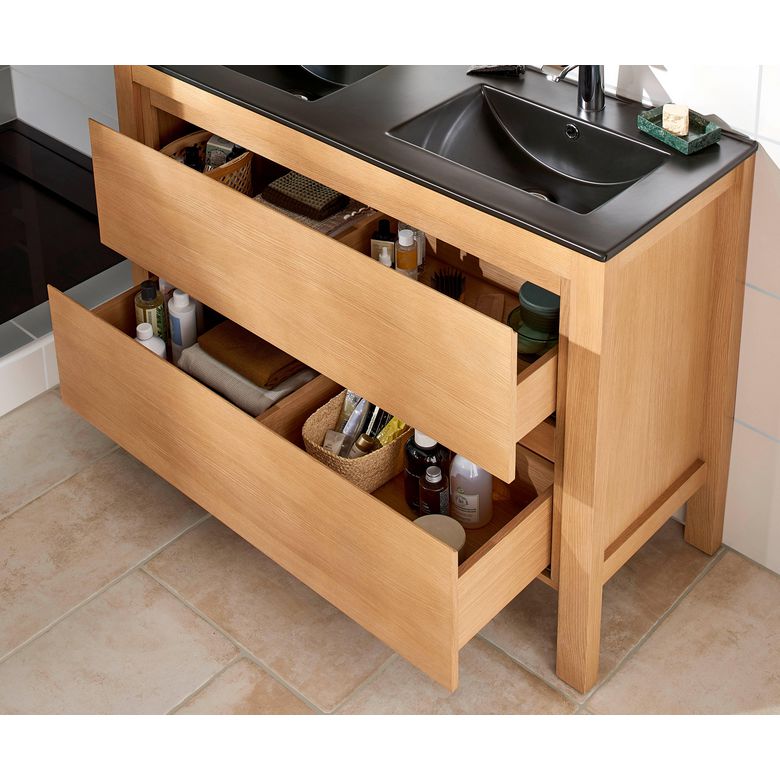 Plan double vasque 120 cm céramique FLAVIO/FLORA - Lapeyre