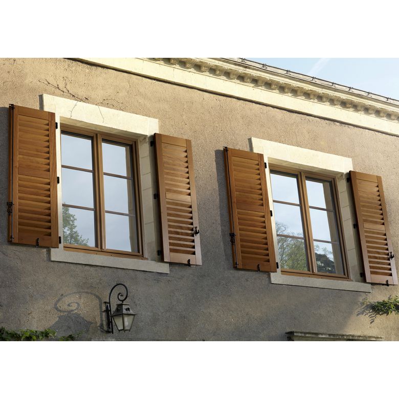 Volet bois exotique à cadre GALILEE lame arasée - Fenêtres