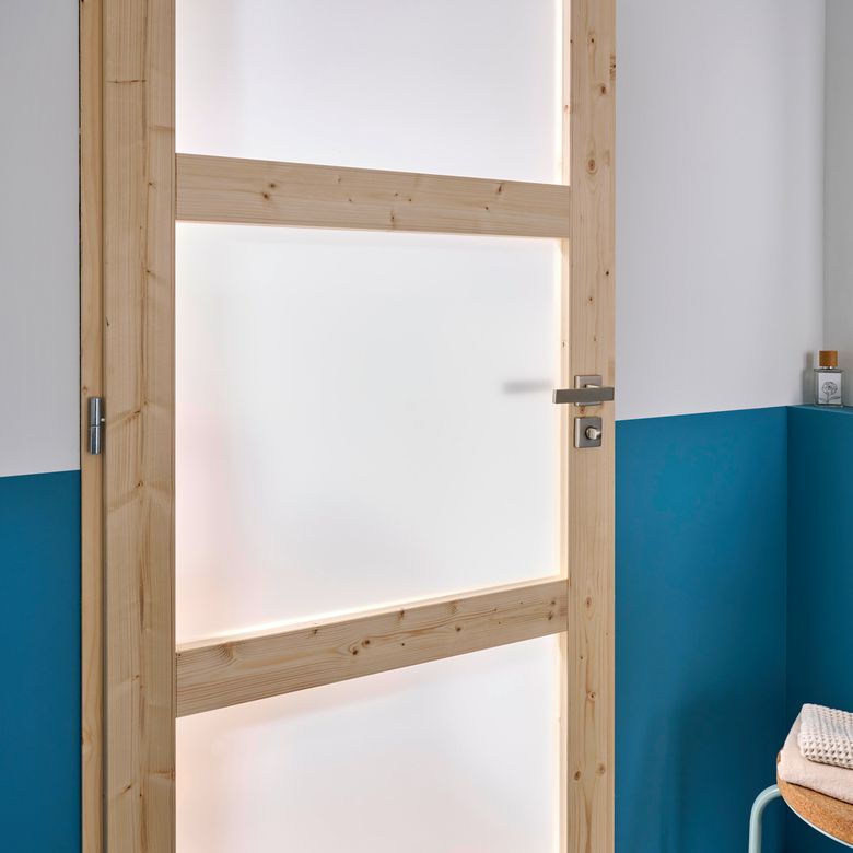 Bloc-porte Sapin ROBIN VITRE 3 carreaux huisserie 72-Lapeyre