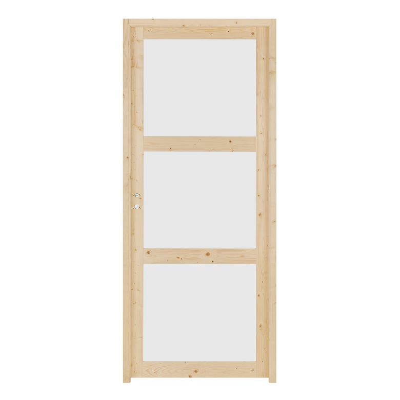 Bloc-porte Sapin ROBIN VITRE 3 carreaux huisserie 72