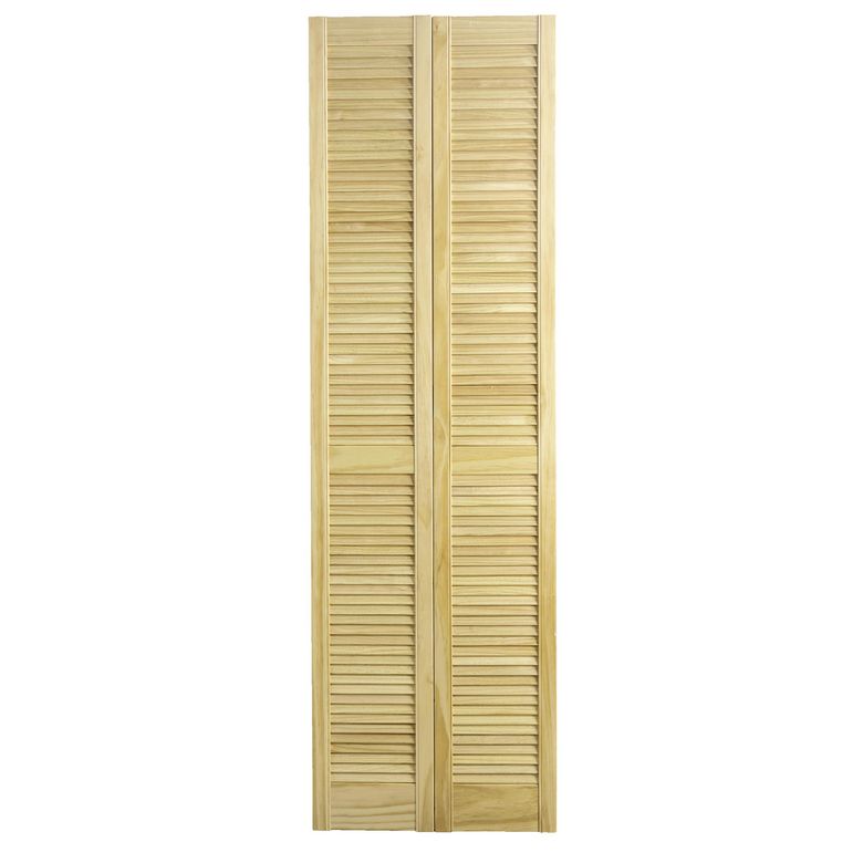Porte placard RANCH BRUT 1 vantail de 2 panneaux + rails 205,1 x 90,55 cm Main Image