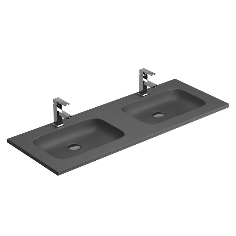 Plan double vasque 120 cm résine minérale INFINY - Lapeyre
