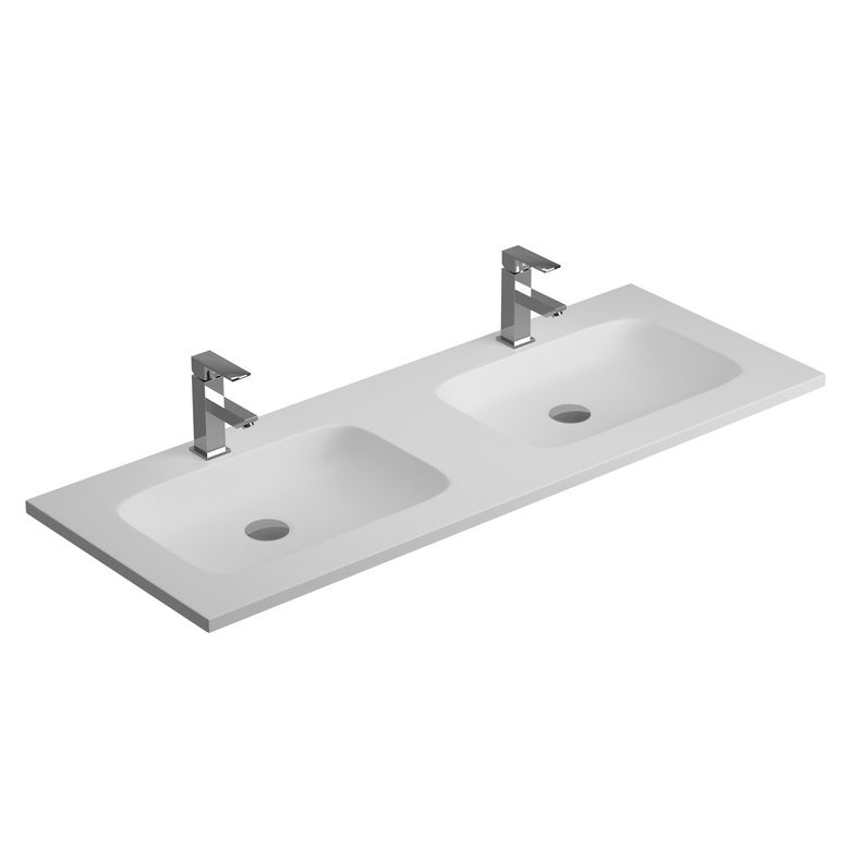 Plan double vasque 120 cm résine minérale INFINY - Lapeyre