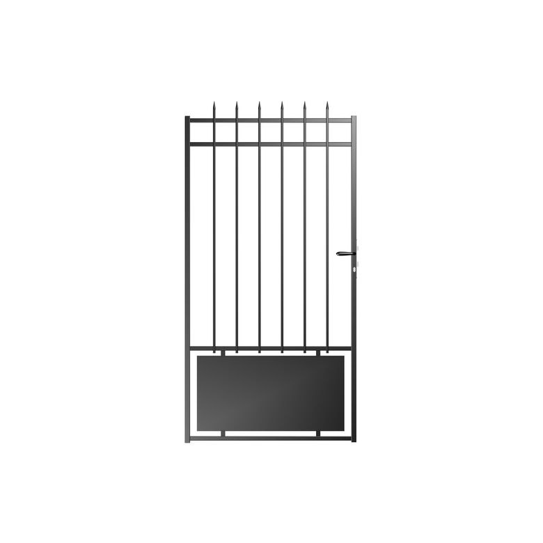 Portillon FRESNAY semi ajouré acier galvanisé noir RAL 9005 H.190 x l.100 gauche Main Image