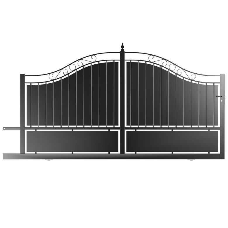 Portail coulissant THALIE plein acier galvanisé noir RAL 9005 H.206 x l.350 G Main Image