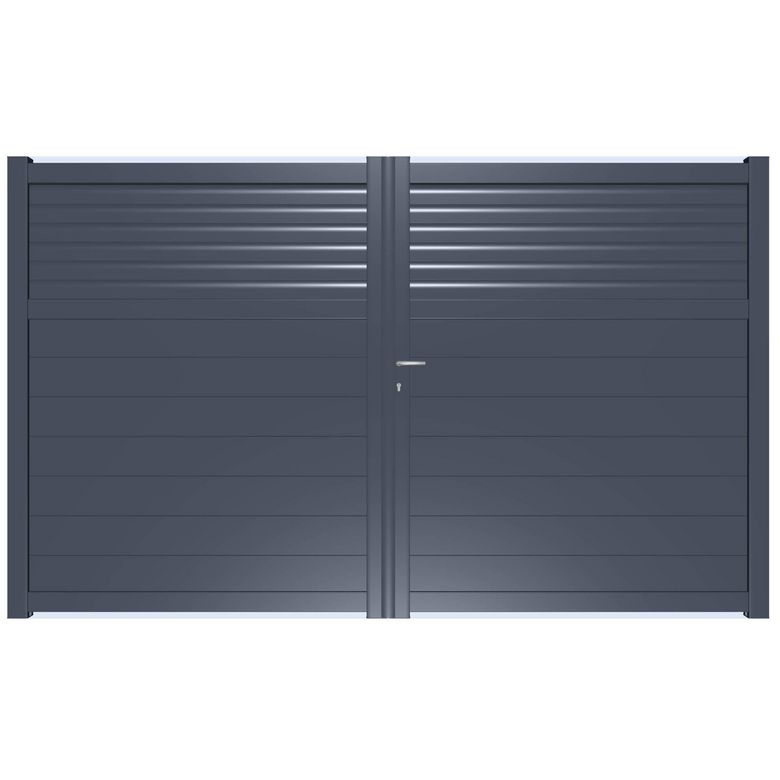 Portail battant VALMY aluminium gris anthracite H.183 x l.300 Main Image