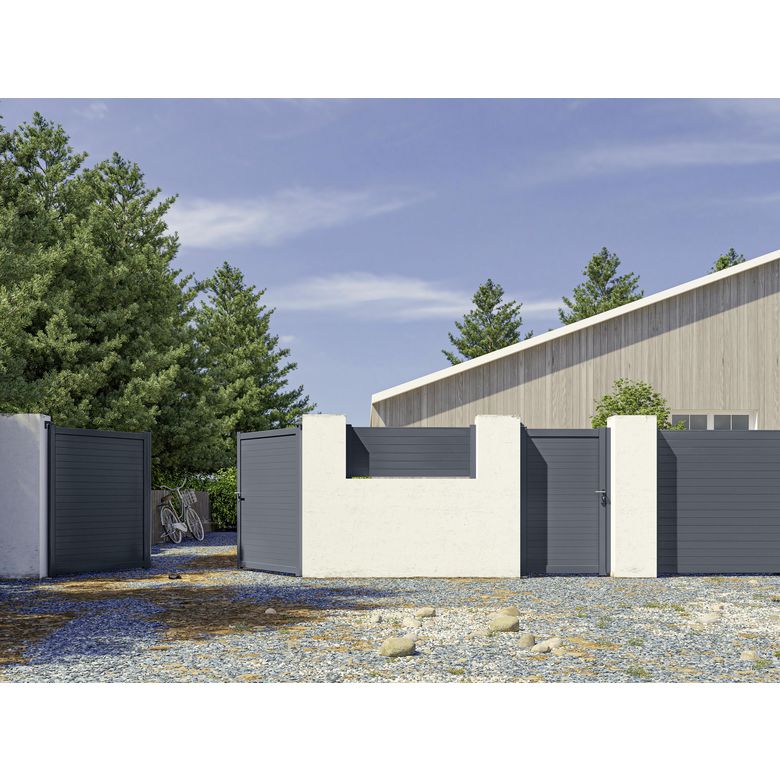 Pack 3 lames fines pleines clôture Valeda aluminium | Lapeyre