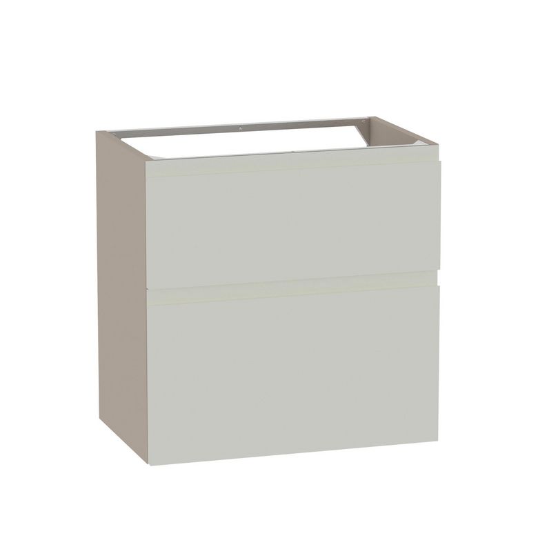 Meuble sous-vasque gain de place 60 cm 2 tiroirs prise de main intégrée PHOENIX