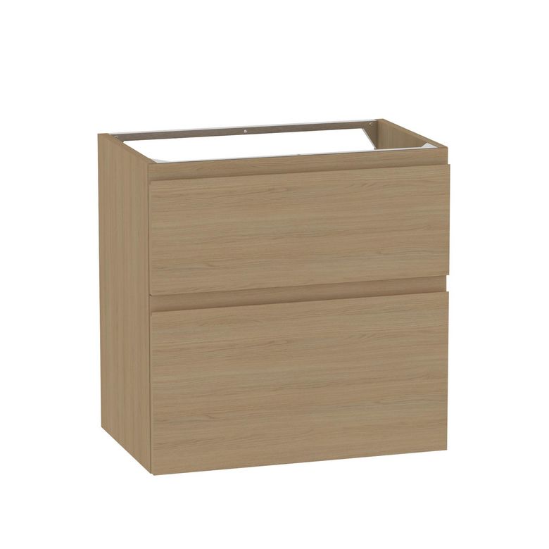 Meuble sous-vasque gain de place 60 cm 2 tiroirs prise de main intégrée PHOENIX